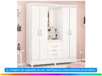 Guarda-roupa Solteiro com Espelho 4 Portas