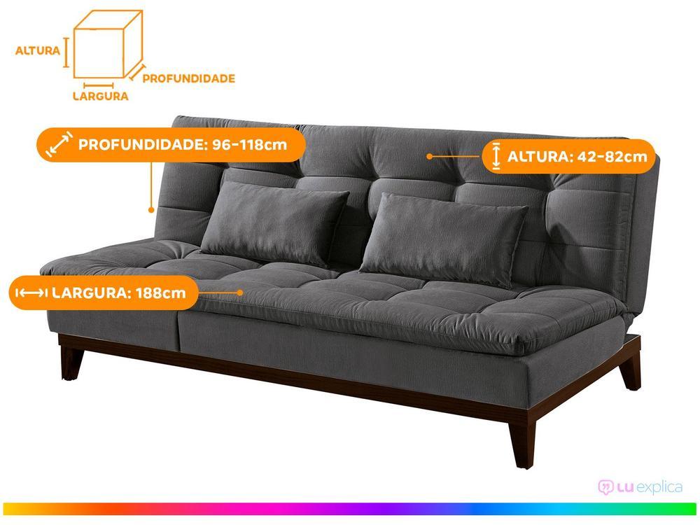 Sofá-cama Casal 3 Lugares Suede Linoforte Jade BPM A2 - 3