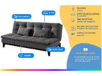 Sofá-cama Casal 3 Lugares Suede Linoforte Jade BPM A2 - 2