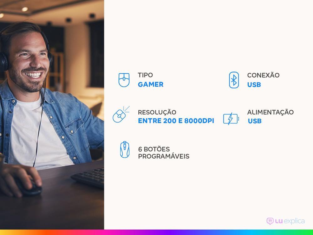Mouse Gamer Logitech G Óptico 8000DPI 6 Botões - 2