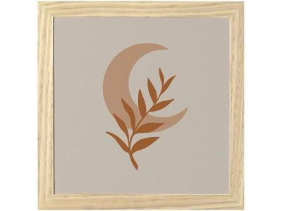 Quadro Decorativo Mid Century Lua e Folha 