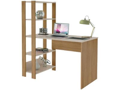 Escrivaninha de Estudo com Estante Lateral 1 Gaveta 4 Prateleiras Artely Match