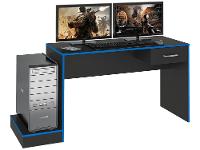 Mesa Gamer Artely Preto e Azul 1 Gaveta - 1