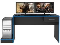 Mesa Gamer Artely Preto e Azul 1 Gaveta - 5