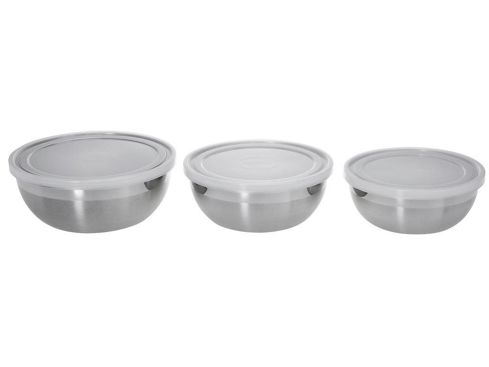 Jogo de Potes de Inox Tramontina com Tampa Redondo Freezinox 3 Peças - 1