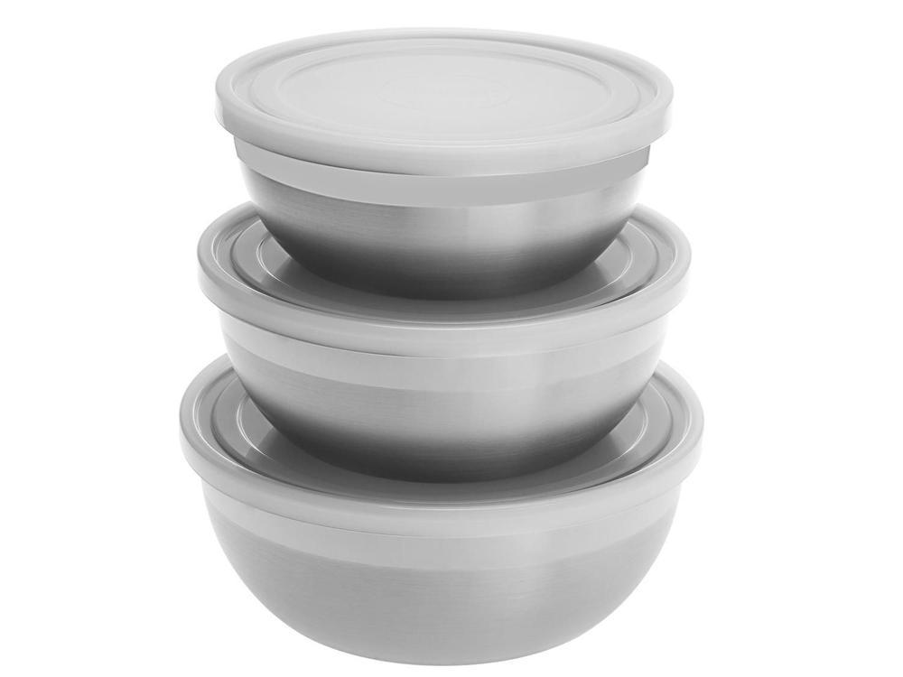 Jogo de Potes de Inox Tramontina com Tampa Redondo Freezinox 3 Peças - 2