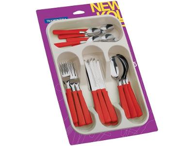 Faqueiro Tramontina Inox New Kolor com Gaveteiro 24 Peças