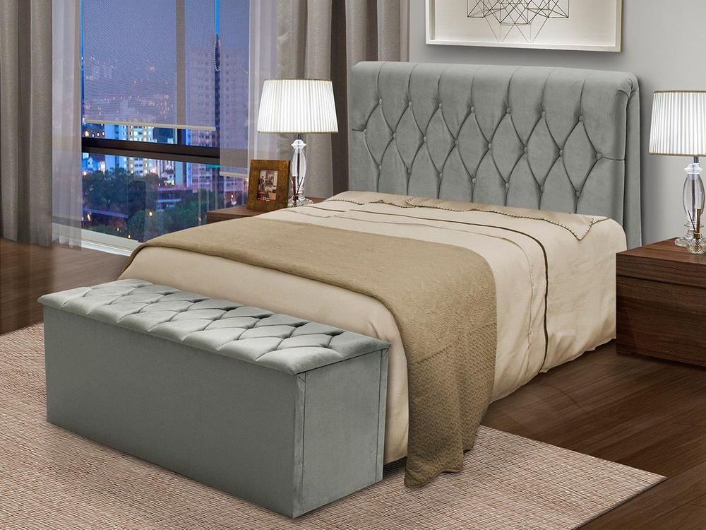 Cabeceira Queen Acolchoado Suede Dobuê Movelaria Istambul Grafite - 3