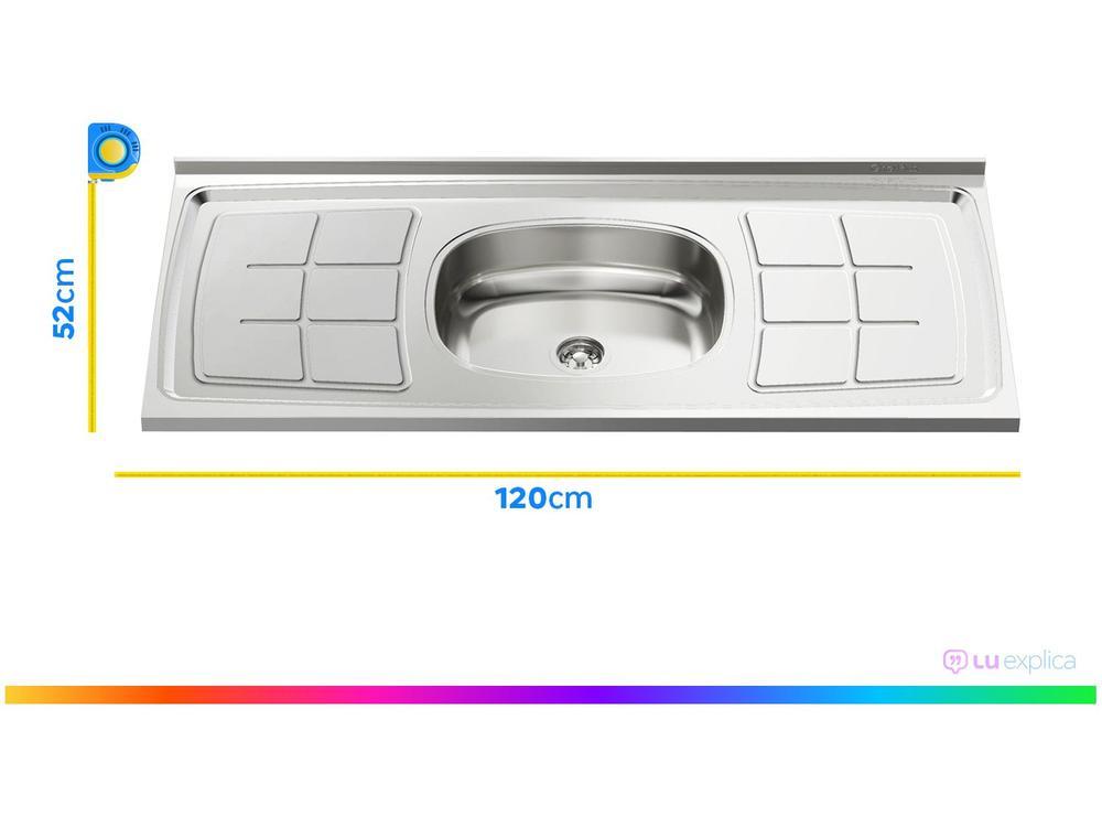 Pia de Cozinha Inox 120x52cm Ghel Plus - 3