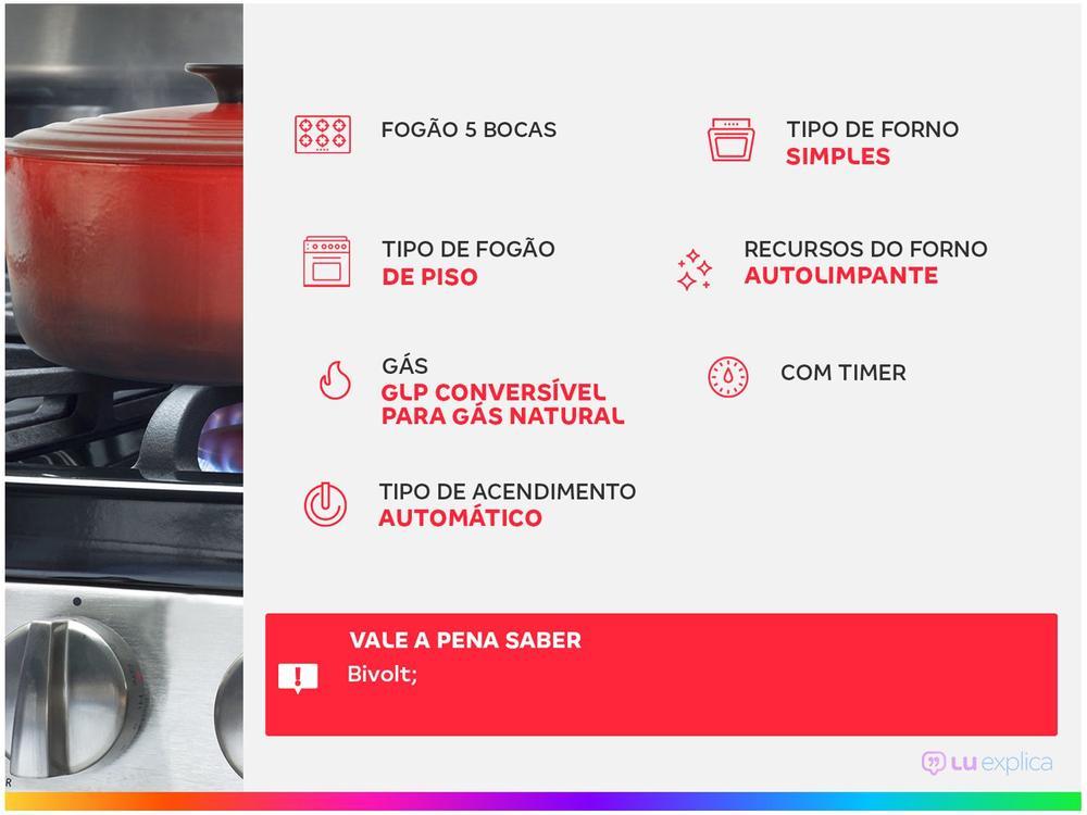 Fogão 5 Bocas Esmaltec Branco Topázio - 10