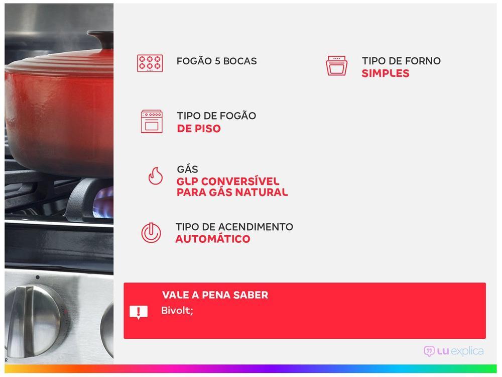 Fogão 5 Bocas Esmaltec Branco Topázio - 2