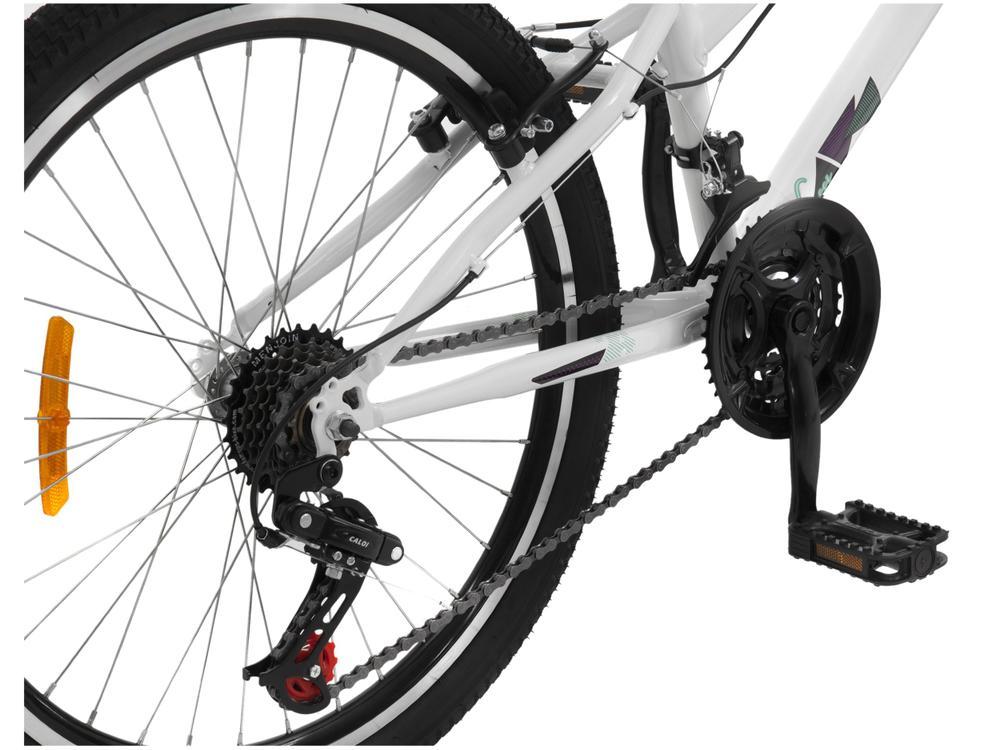 Bicicleta Infantil Aro 24 Caloi Ceci T13R24V21 - Branca com Cesta 21 Marchas Freio V-Brake - 8