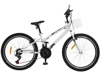 Bicicleta Infantil Aro 24 Caloi Ceci T13R24V21 - Branca com Cesta 21 Marchas Freio V-Brake