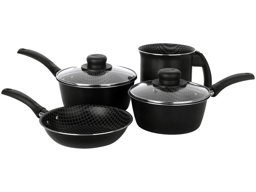 Jogo de Panelas Multiflon Antiaderente de Alumínio Preto 4 Peças Essencial - 1