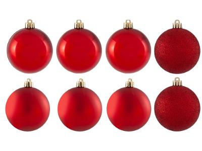 Bola de Natal Vermelho 5cm 8 Unidades Cromus
