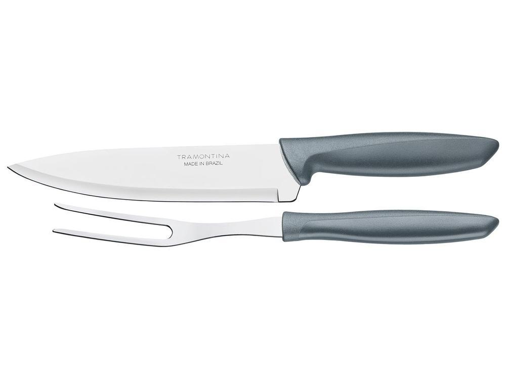 Conjunto Trinchante Tramontina Plenus 23498610 em Aço Inox e Cabo Cinza 2 Peças - 1
