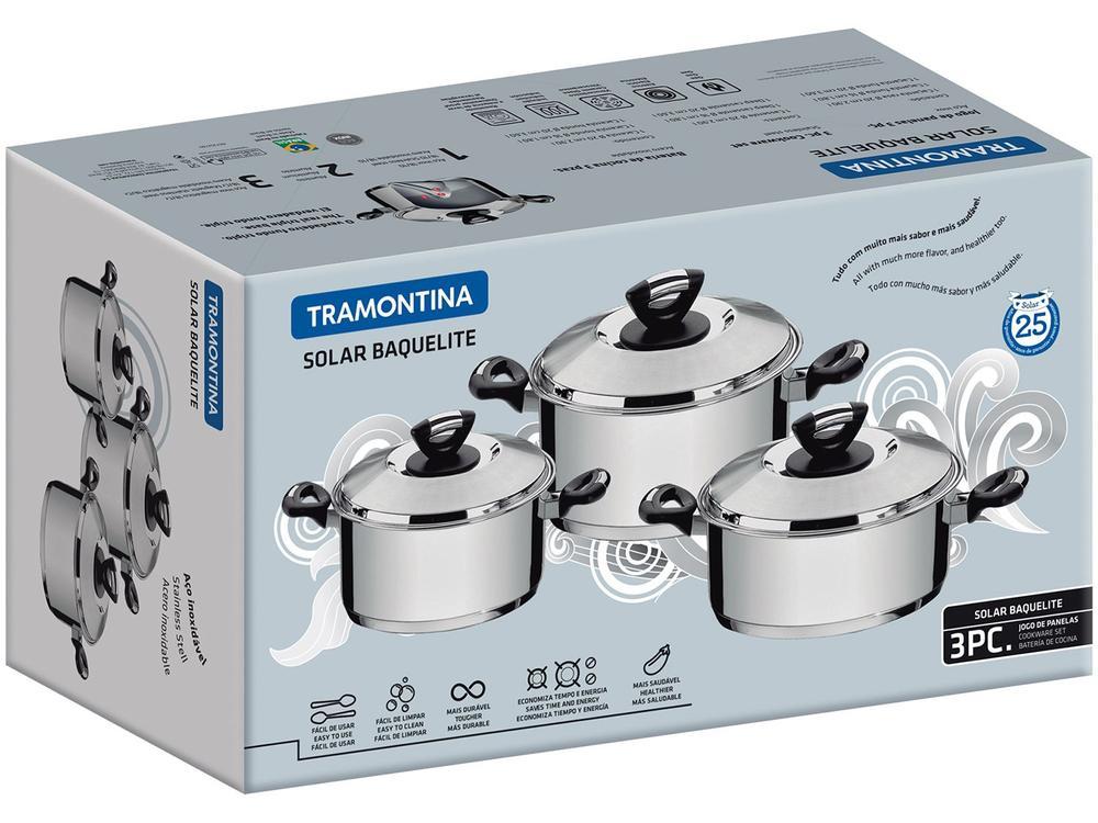 Jogo de Panelas Tramontina Inox Fundo Triplo 3 Peças Solar - 4