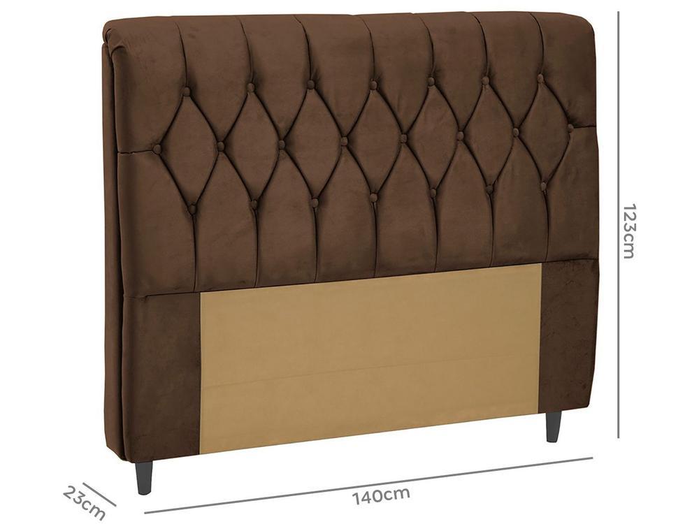 Cabeceira Casal Acolchoado Suede Dobuê Movelaria Istambul Chocolate - 4