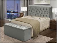 Cabeceira Casal Acolchoado Suede Dobuê Movelaria Istambul Grafite - 3