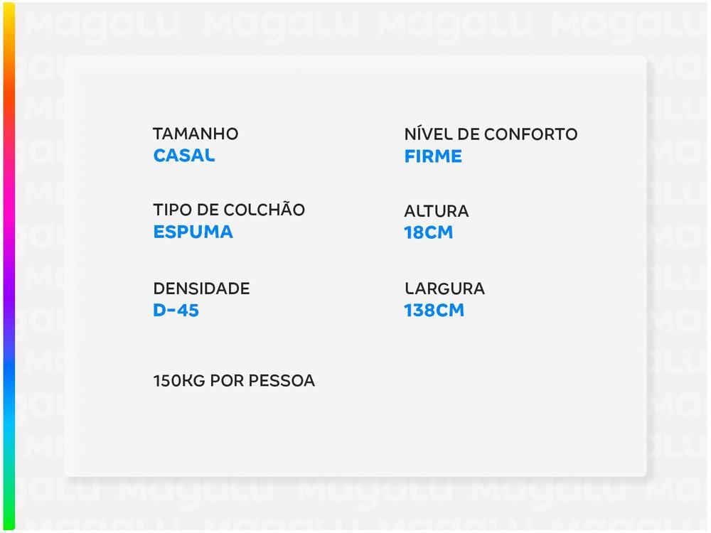 Colchão Casal Castor Espuma D-45 18cm de Altura - 3