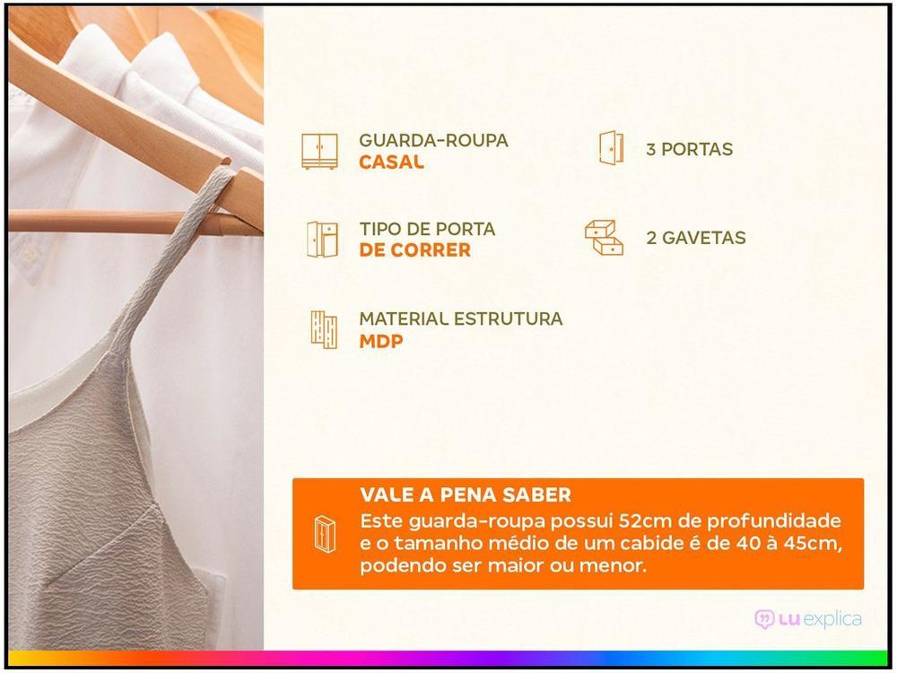Guarda-roupa Casal com Espelho 3 Portas de Correr 2 Gavetas Demóbile Residence Flex - 10