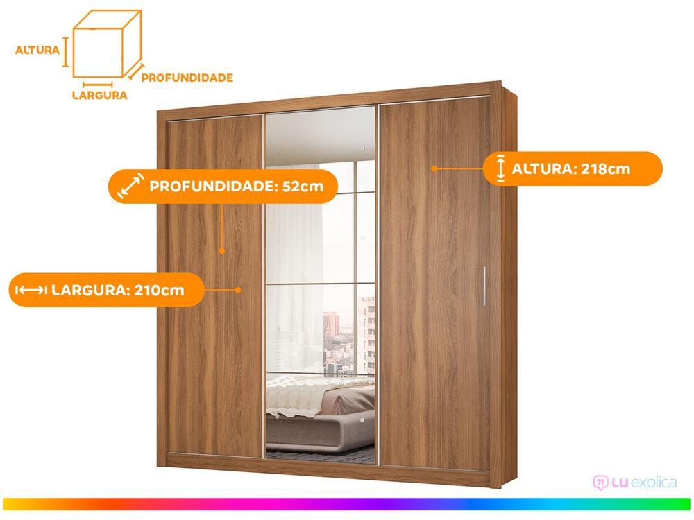 Guarda-roupa Casal com Espelho 3 Portas de Correr 2 Gavetas Demóbile Residence Flex - 3