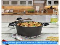 Caçarola Multiflon Antiaderente com Tampa Cinza 2,8L 22cm Essencial - 2