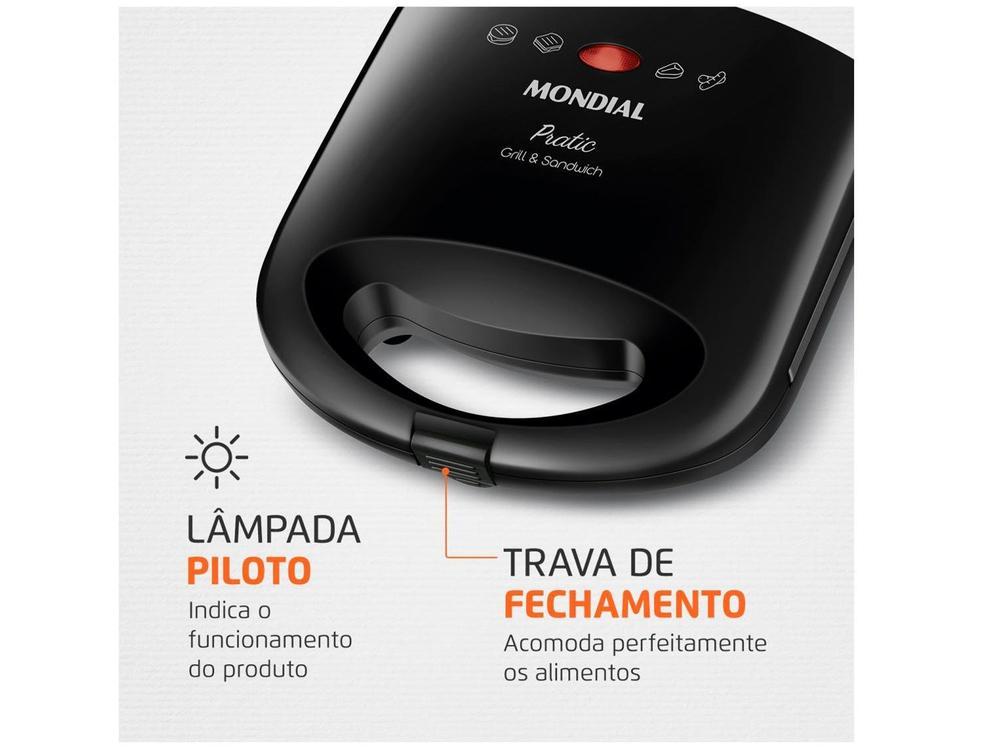 Sanduicheira/Grill Mondial Pratic SN-01 Preto 750W - 5