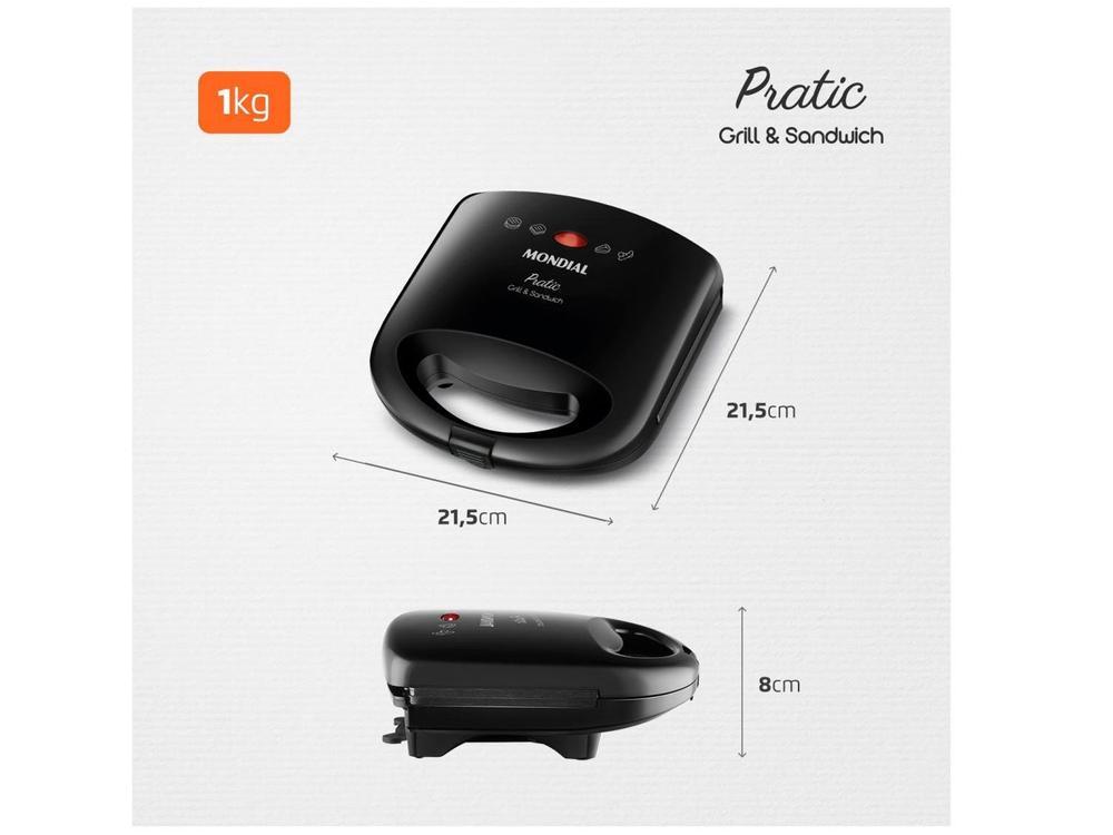 Sanduicheira/Grill Mondial Pratic SN-01 Preto 750W - 7