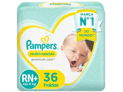 Fralda Pampers Premium Care RN+ Até 6kg 36 Unidades