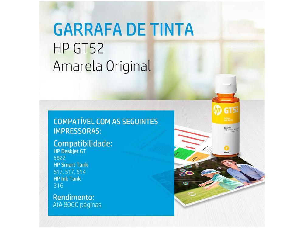 Garrafa de Tinta HP Amarelo GT52 Original - 2
