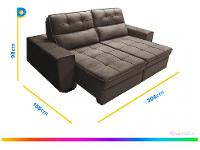 Sofá Retrátil Reclinável 3 Lugares Veludo Joly Barsa Gralha Azul - 3