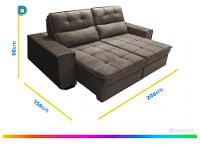 Sofá Retrátil Reclinável 3 Lugares Veludo Joly Barsa Gralha Azul - 3