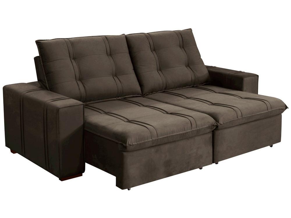 Sofá Retrátil Reclinável 4 Lugares Veludo Joly Bipartido Tallin Plus Gralha Azul - 1