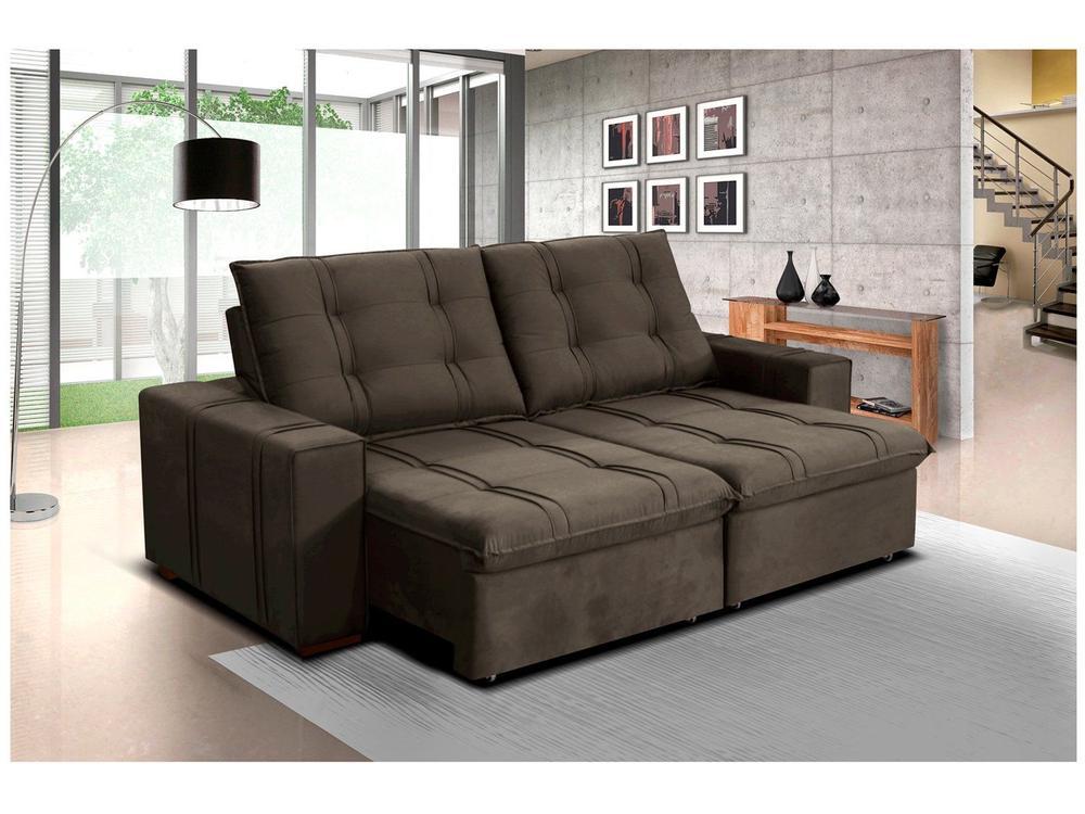 Sofá Retrátil Reclinável 4 Lugares Veludo Joly Bipartido Tallin Plus Gralha Azul - 4