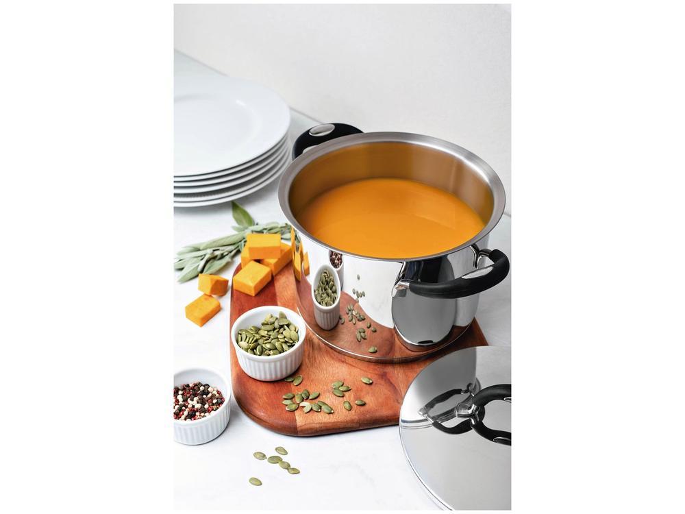 Panela Caldeirão tramontina Aço Inox 7,7L 24cm com tampa Duo Silicone - 6