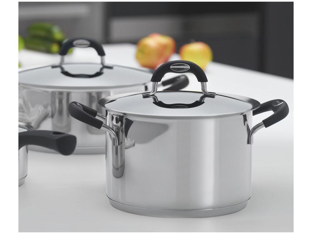 Panela Caldeirão tramontina Aço Inox 7,7L 24cm com tampa Duo Silicone - 7