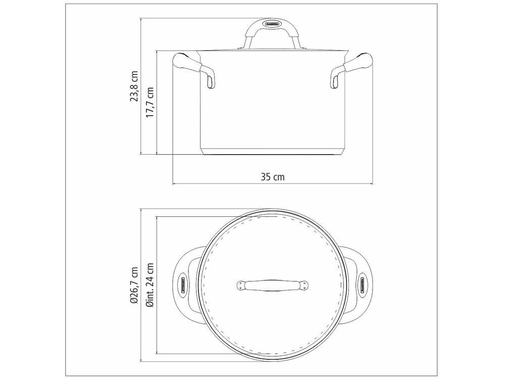 Panela Caldeirão tramontina Aço Inox 7,7L 24cm com tampa Duo Silicone - 9