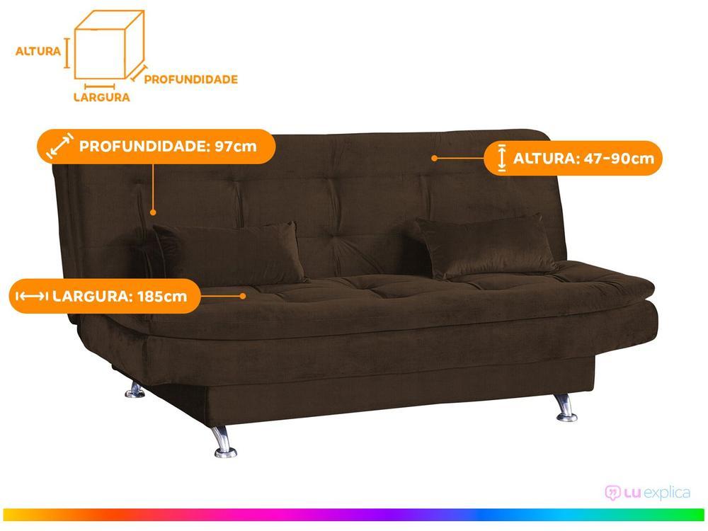 Sofá-cama Casal 3 Lugares Reclinável Veludo Light Matrix Salomé - 3