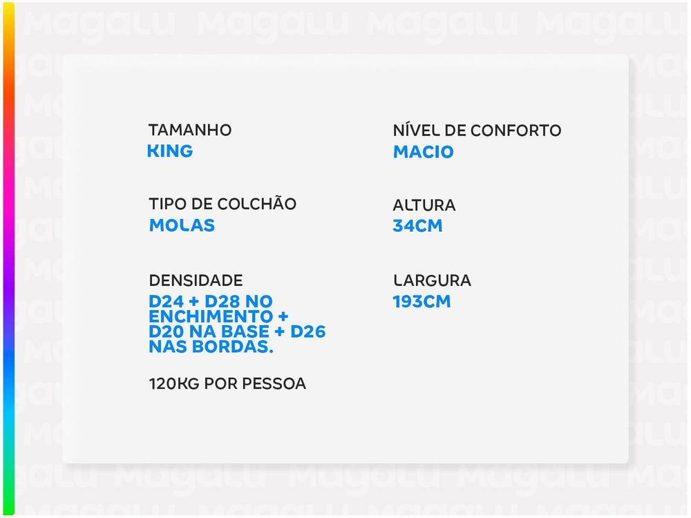 Colchão King Size Castor Mola Ensacadas/Pocket 34cm de Altura Silver Star - 3