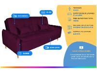 Sofá-cama Casal 3 Lugares Reclinável Suede Matrix Donna - 2