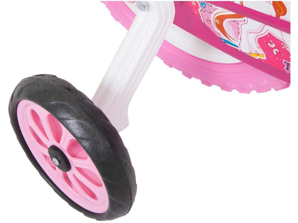 Bicicleta Aro 12 Infantil Track Bikes Arco Iris W Branco e Fucsia com Rodinhas e Cesta - 17