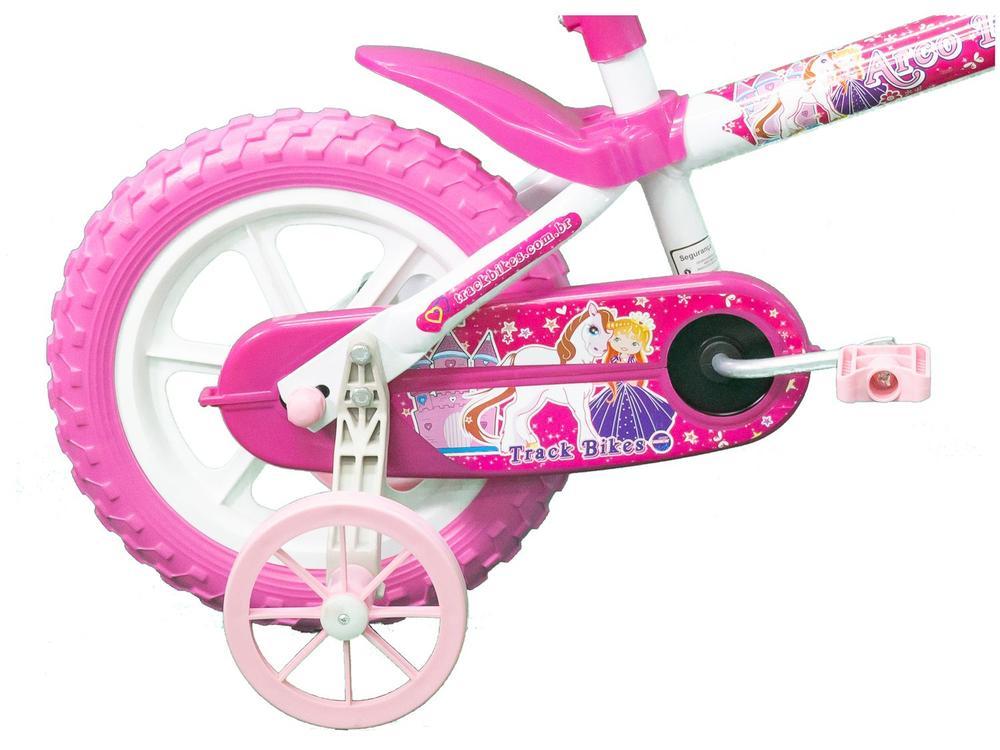 Bicicleta Aro 12 Infantil Track Bikes Arco Iris W Branco e Fucsia com Rodinhas e Cesta - 23