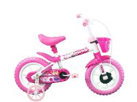 Bicicleta Aro 12 Infantil Track Bikes Arco Iris W Branco e Fucsia com Rodinhas e Cesta - 1