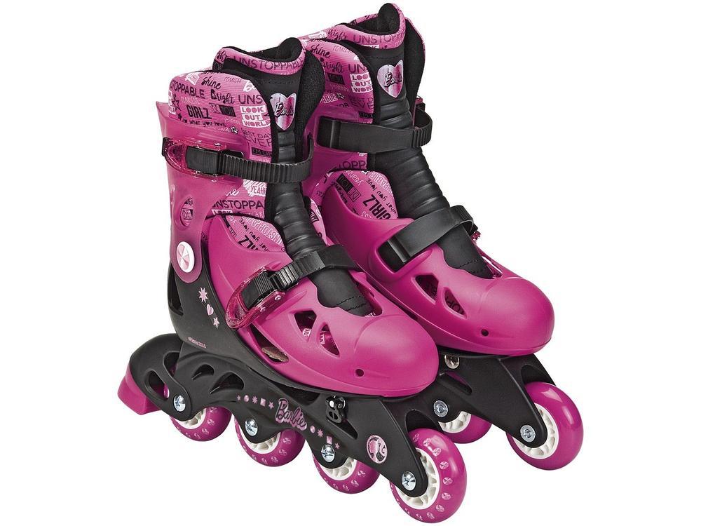 Patins In Line Infantil Barbie Fun Rosa e Preto - 2