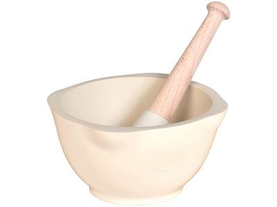 Pilão e Mortar de Madeira e Cerâmica Emile Henr