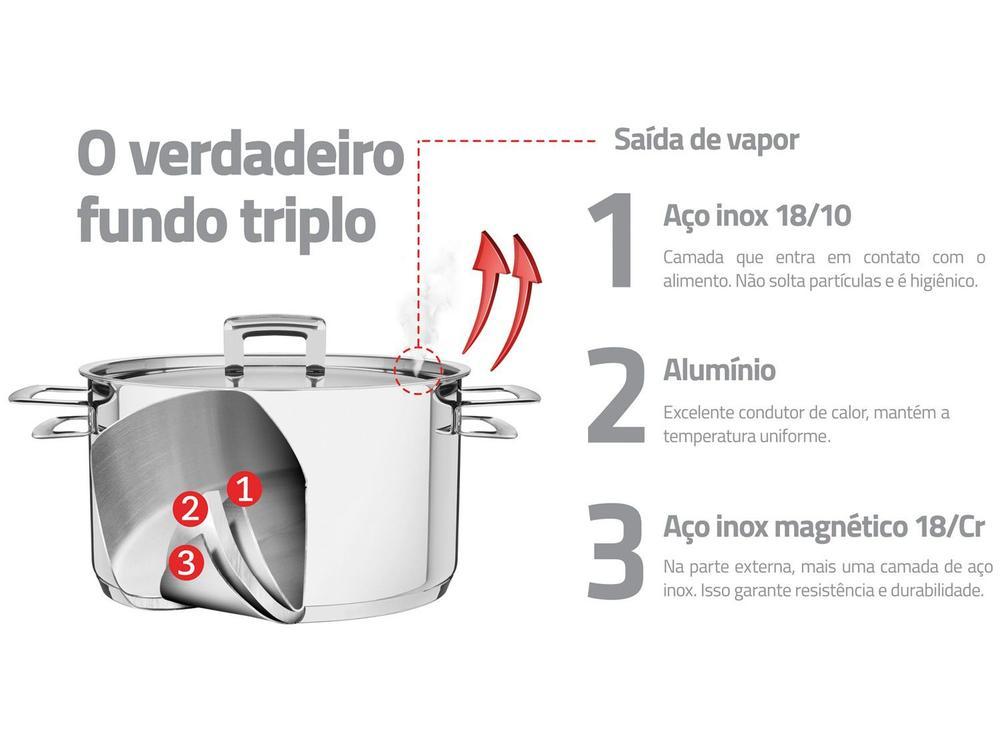 Caçarola Tramontina Inox Fundo Triplo com Tampa 3,6L 20cm Brava - 5