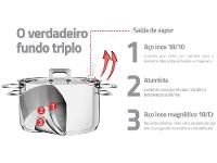 Caçarola Tramontina Inox Fundo Triplo com Tampa 3,6L 20cm Brava - 5