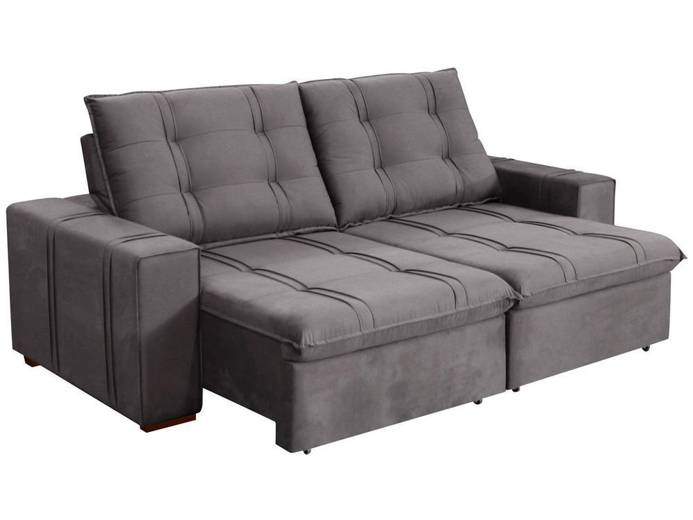 Sofá Retrátil Reclinável 4 Lugares Veludo Joly Bipartido Tallin Plus Gralha Azul - 1