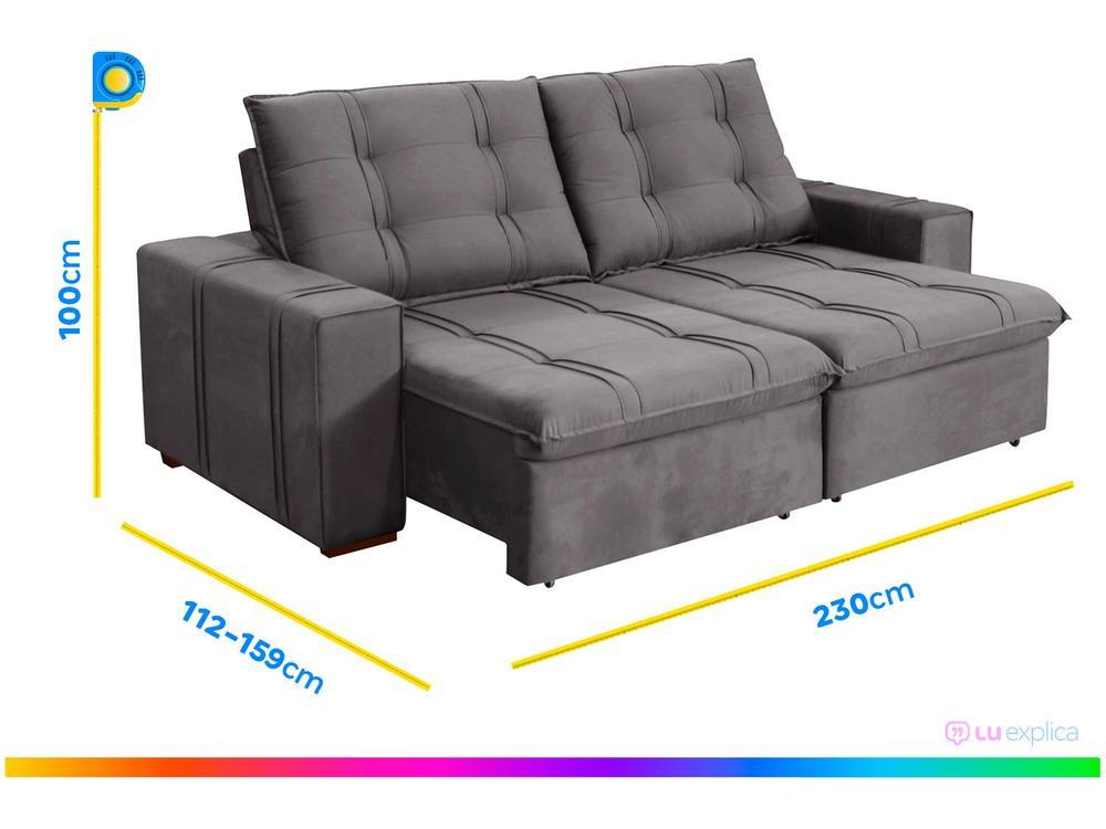 Sofá Retrátil Reclinável 4 Lugares Veludo Joly Bipartido Tallin Plus Gralha Azul - 3